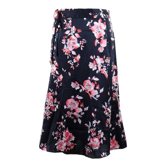 Laundry by Shelli Segal Skirt Set NWT S Navy Floral Satin Lace Cami & Midi Skirt - Picture 6 of 12